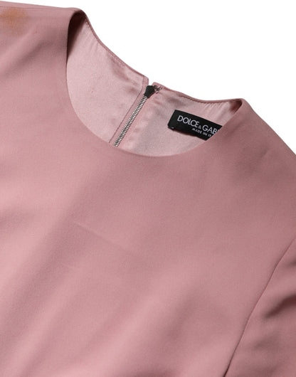 Vestido de manga 3/4 en viscosa rosa de línea A y vuelo