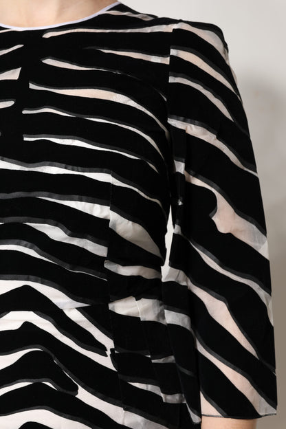 Mini Vestido Negro Blanco Cebra A-line Sheath