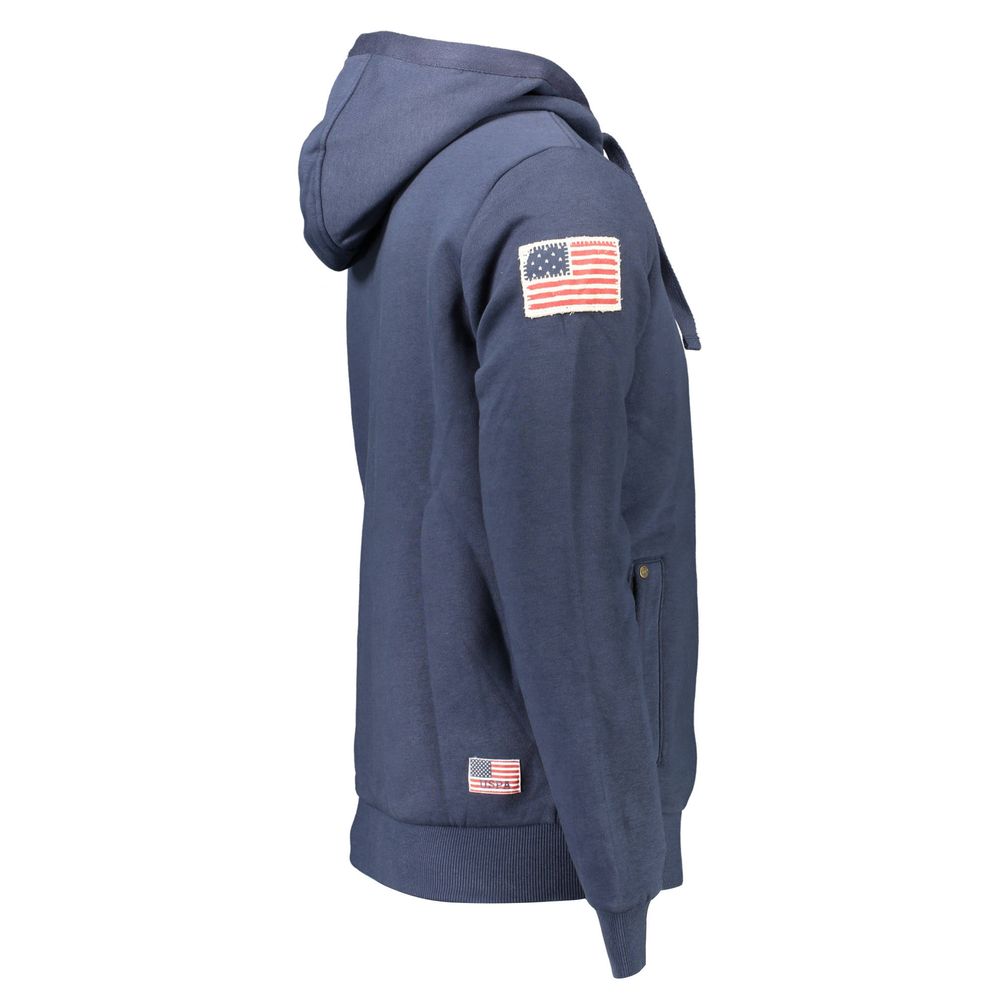 Jersey con capucha de algodón azul para hombre