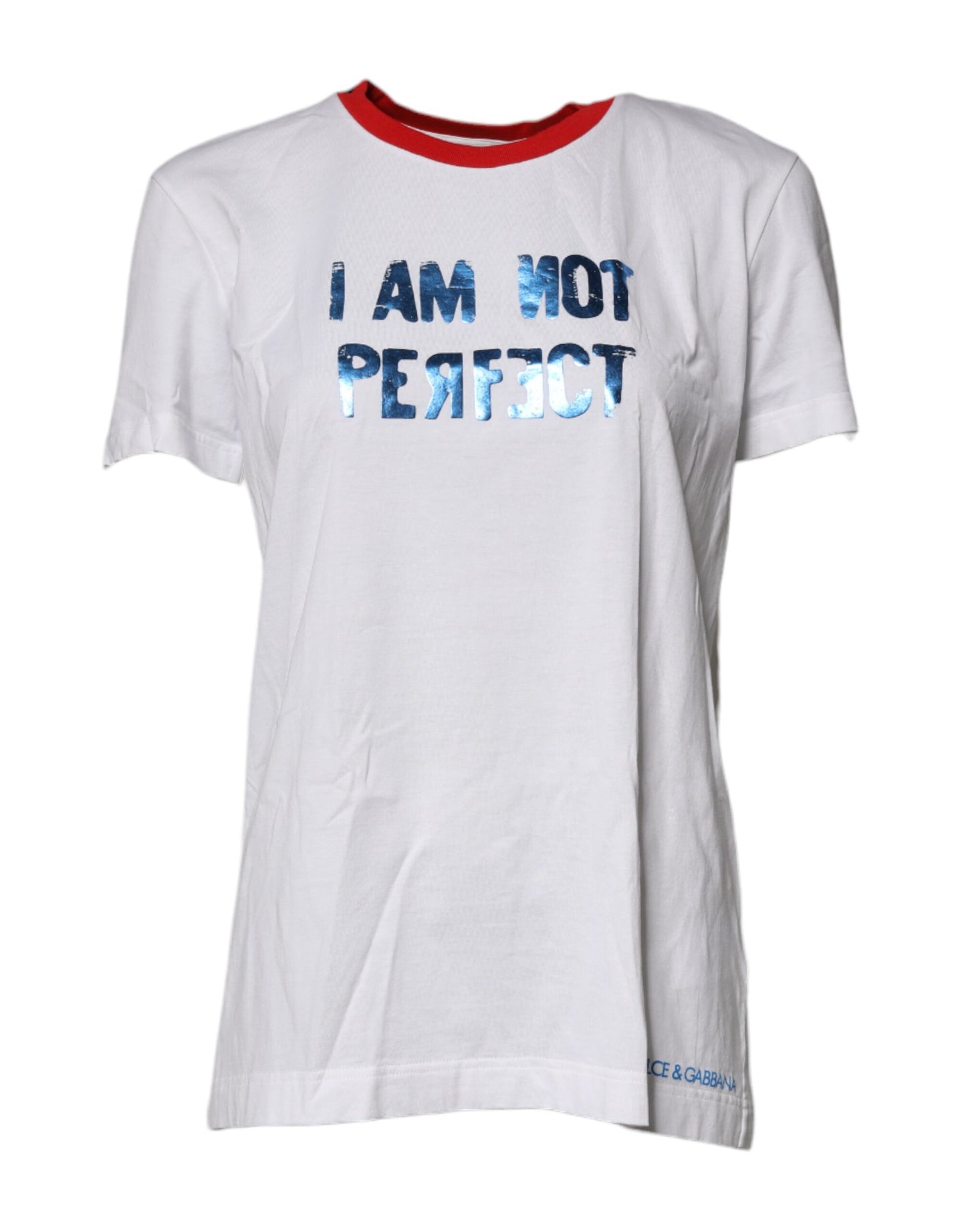Camiseta blanca de algodón con estampado gráfico y cuello redondo