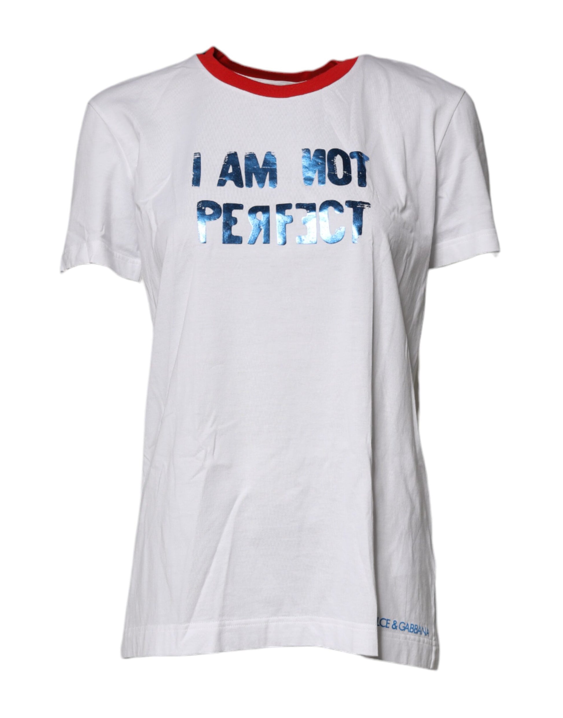 Camiseta blanca de algodón con estampado gráfico y cuello redondo