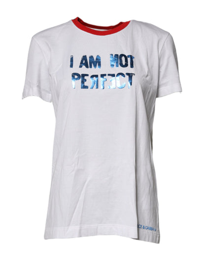 Camiseta blanca de algodón con estampado gráfico y cuello redondo
