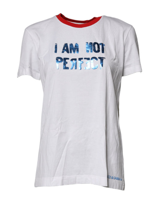 Camiseta blanca de algodón con estampado gráfico y cuello redondo