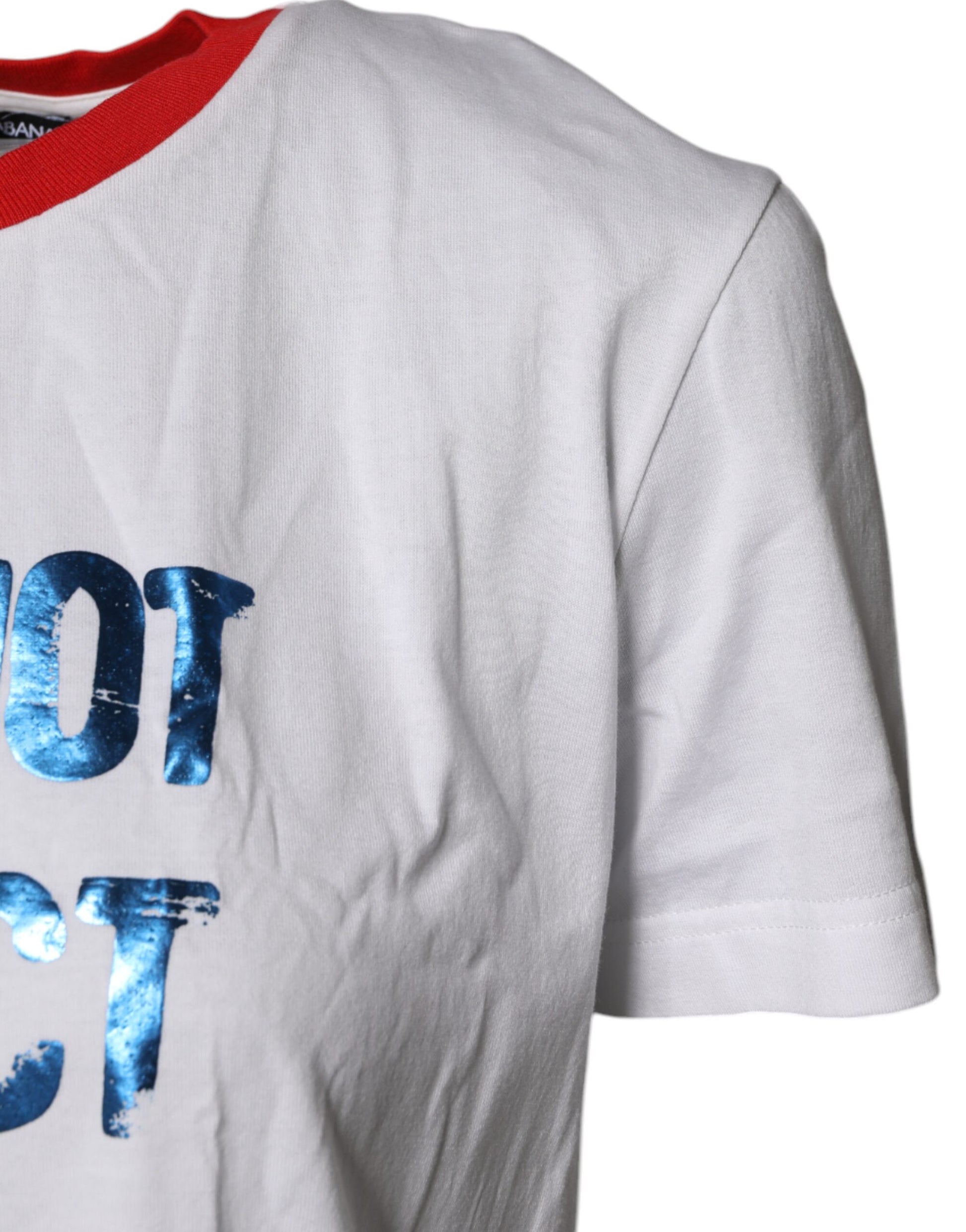 Camiseta blanca de algodón con estampado gráfico y cuello redondo