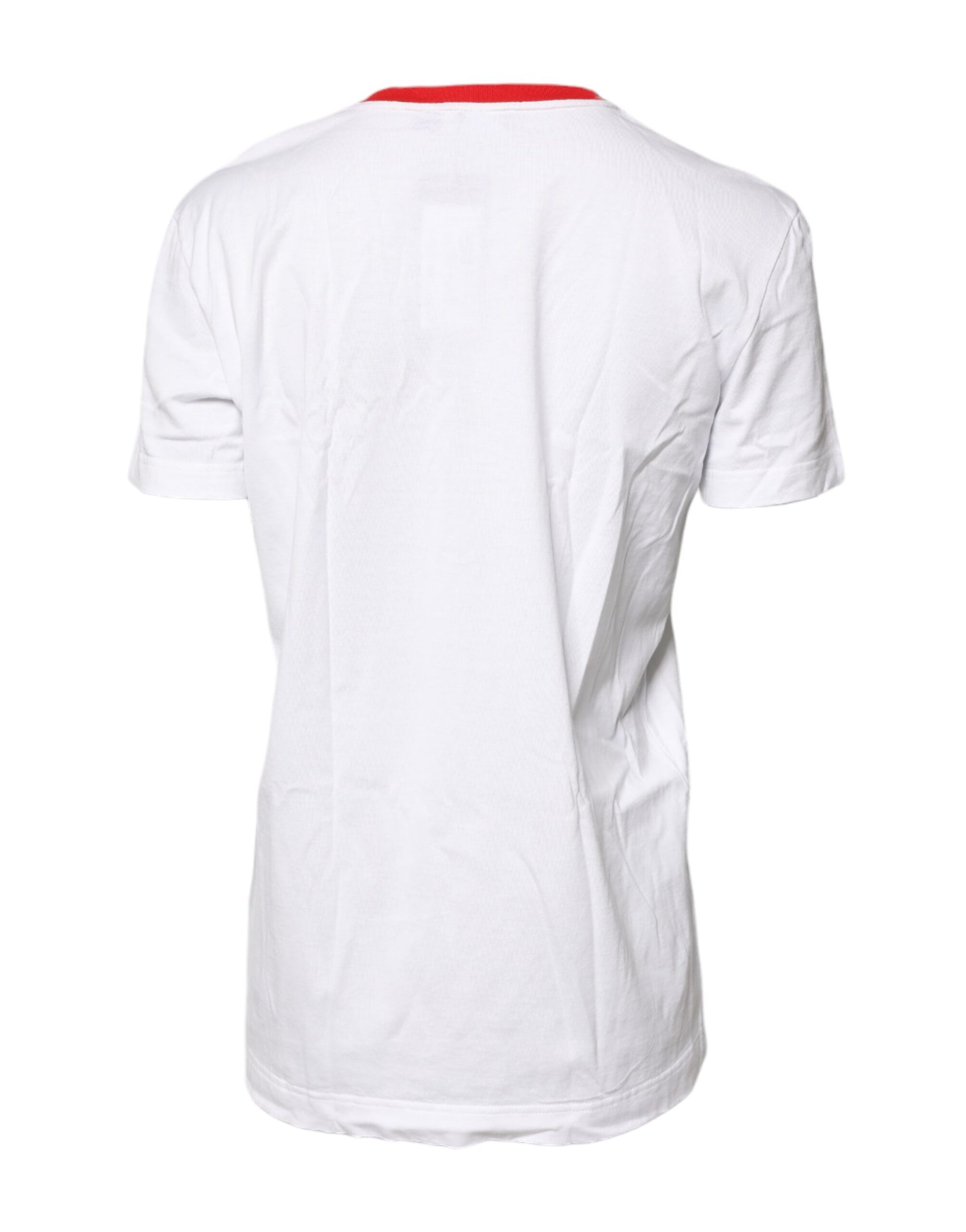 Camiseta blanca de algodón con estampado gráfico y cuello redondo