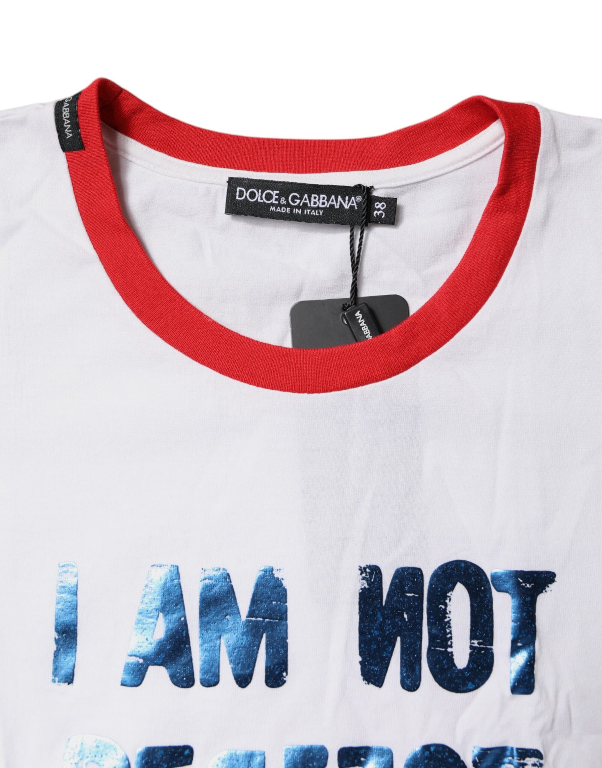 Camiseta blanca de algodón con estampado gráfico y cuello redondo