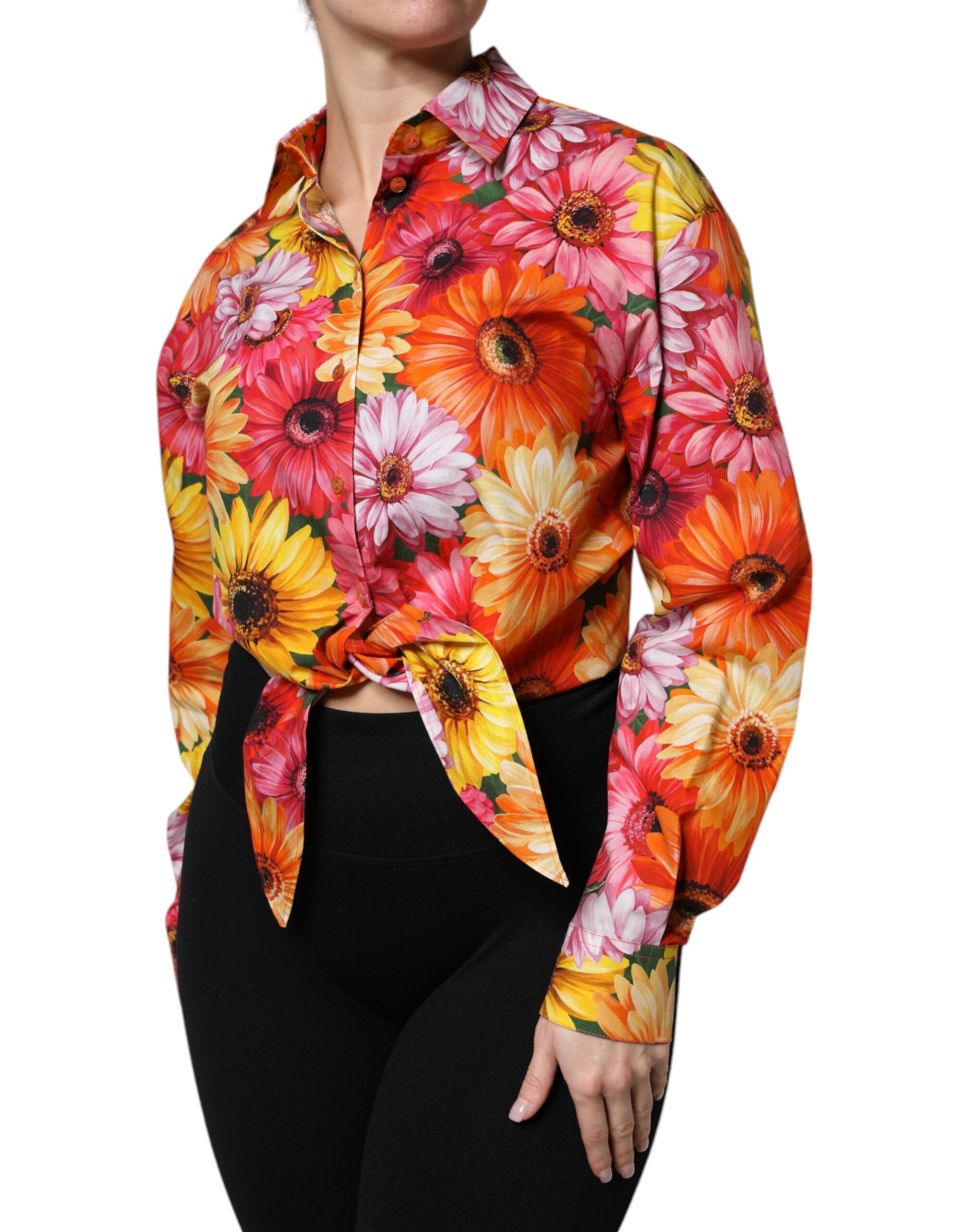 Multicolor Floral Cotton Cropped Blouse Top