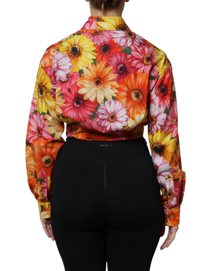 Multicolor Floral Cotton Cropped Blouse Top