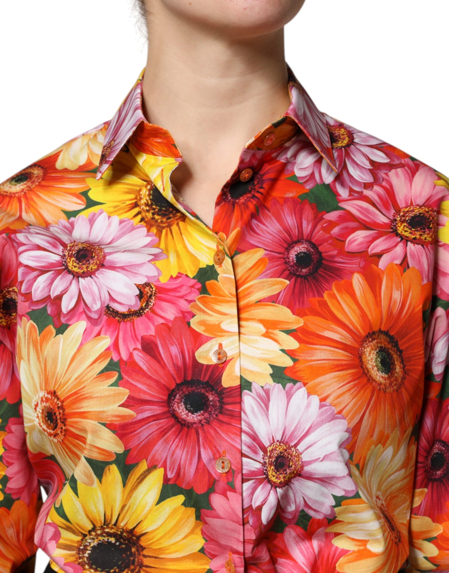 Multicolor Floral Cotton Cropped Blouse Top