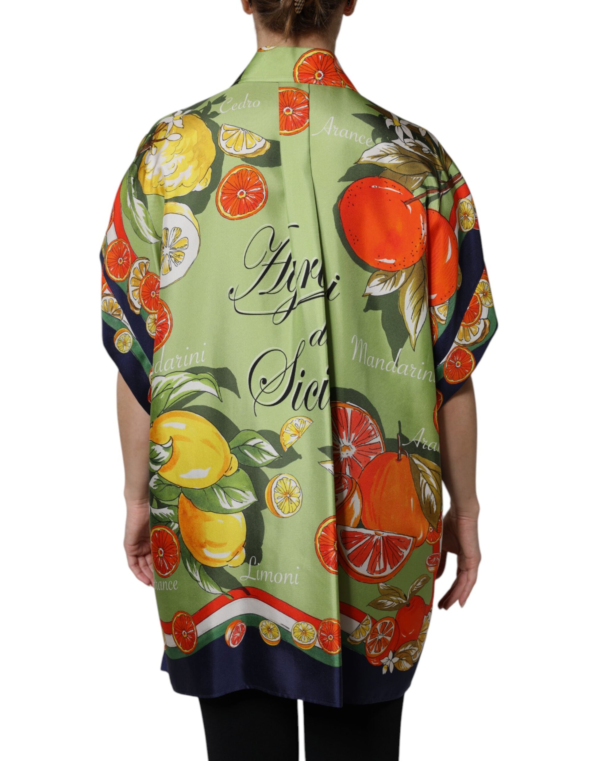 Multicolor Citrus Print Silk Twill Shirt Top