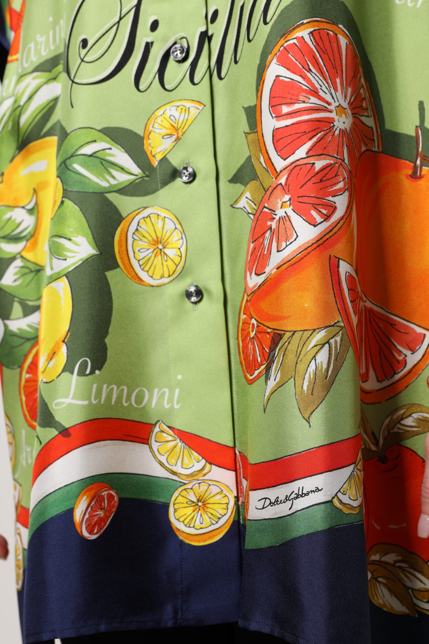 Multicolor Citrus Print Silk Twill Shirt Top