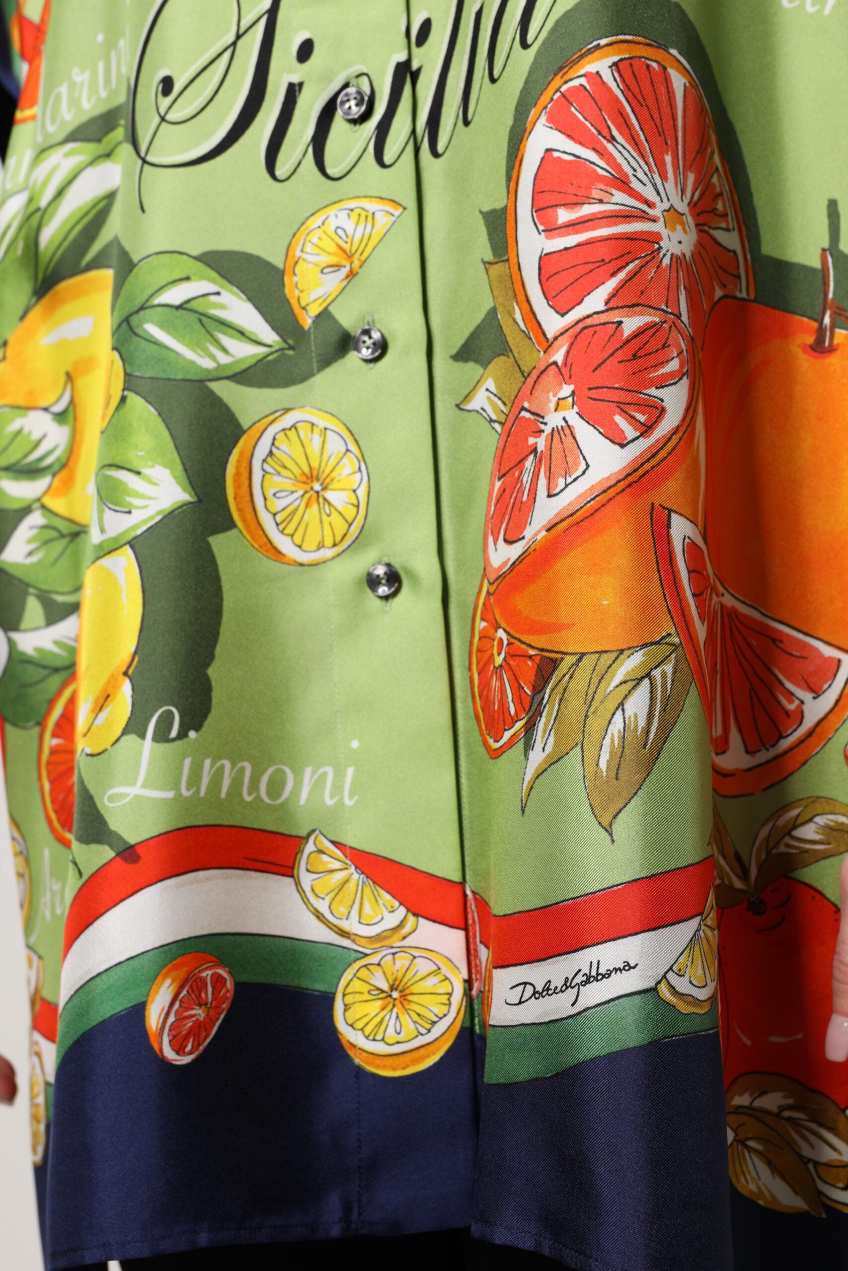 Multicolor Citrus Print Silk Twill Shirt Top