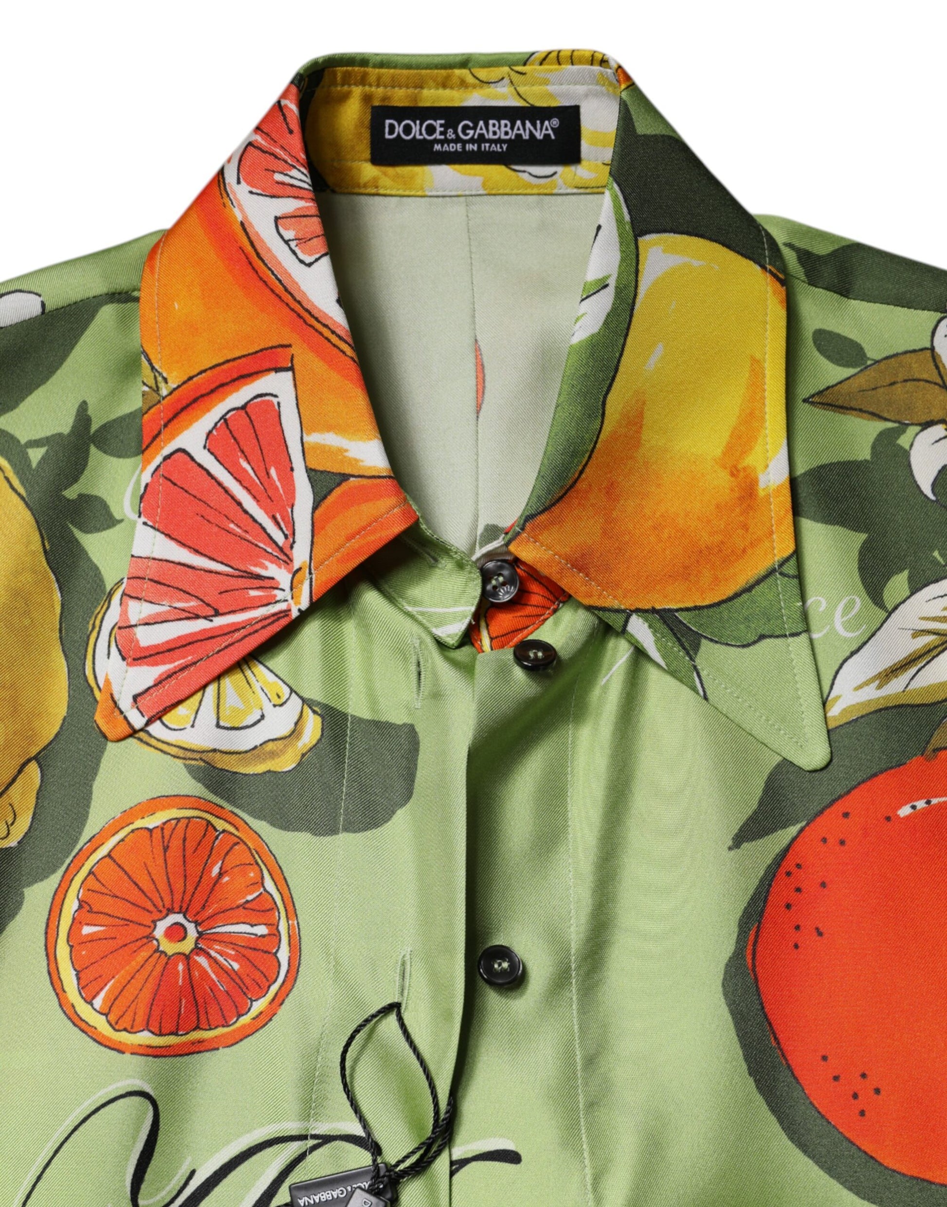 Multicolor Citrus Print Silk Twill Shirt Top