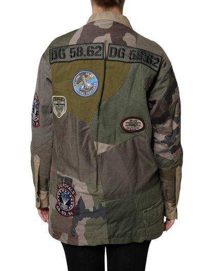 Military Green Cotton Button Down Jacket