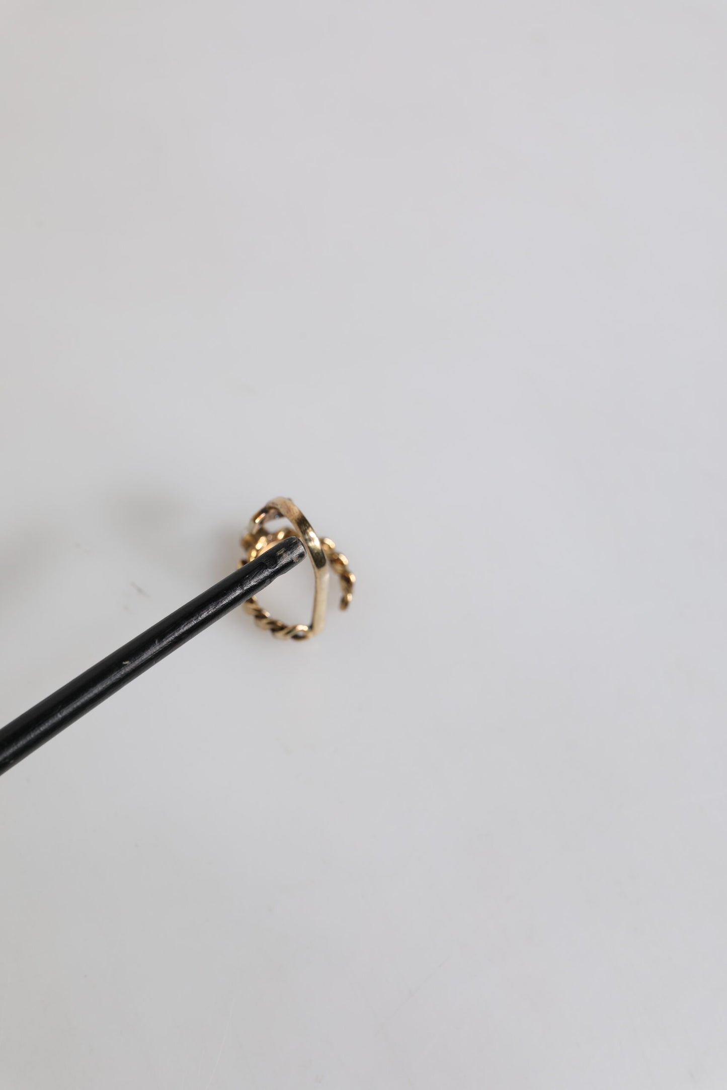 Gold Tone Engraved Logo Clear Crystals Adjustable Ring
