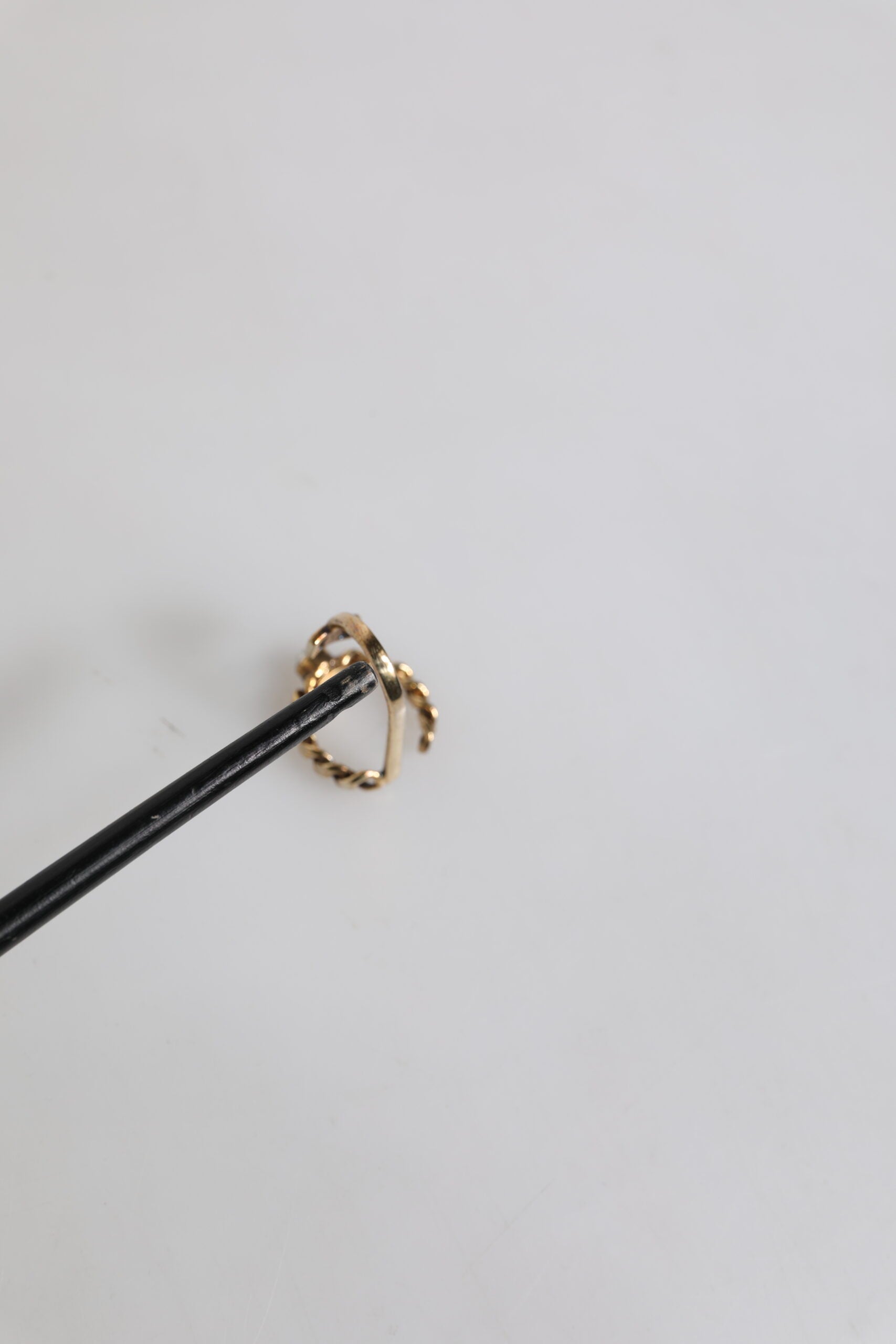 Gold Tone Engraved Logo Clear Crystals Adjustable Ring