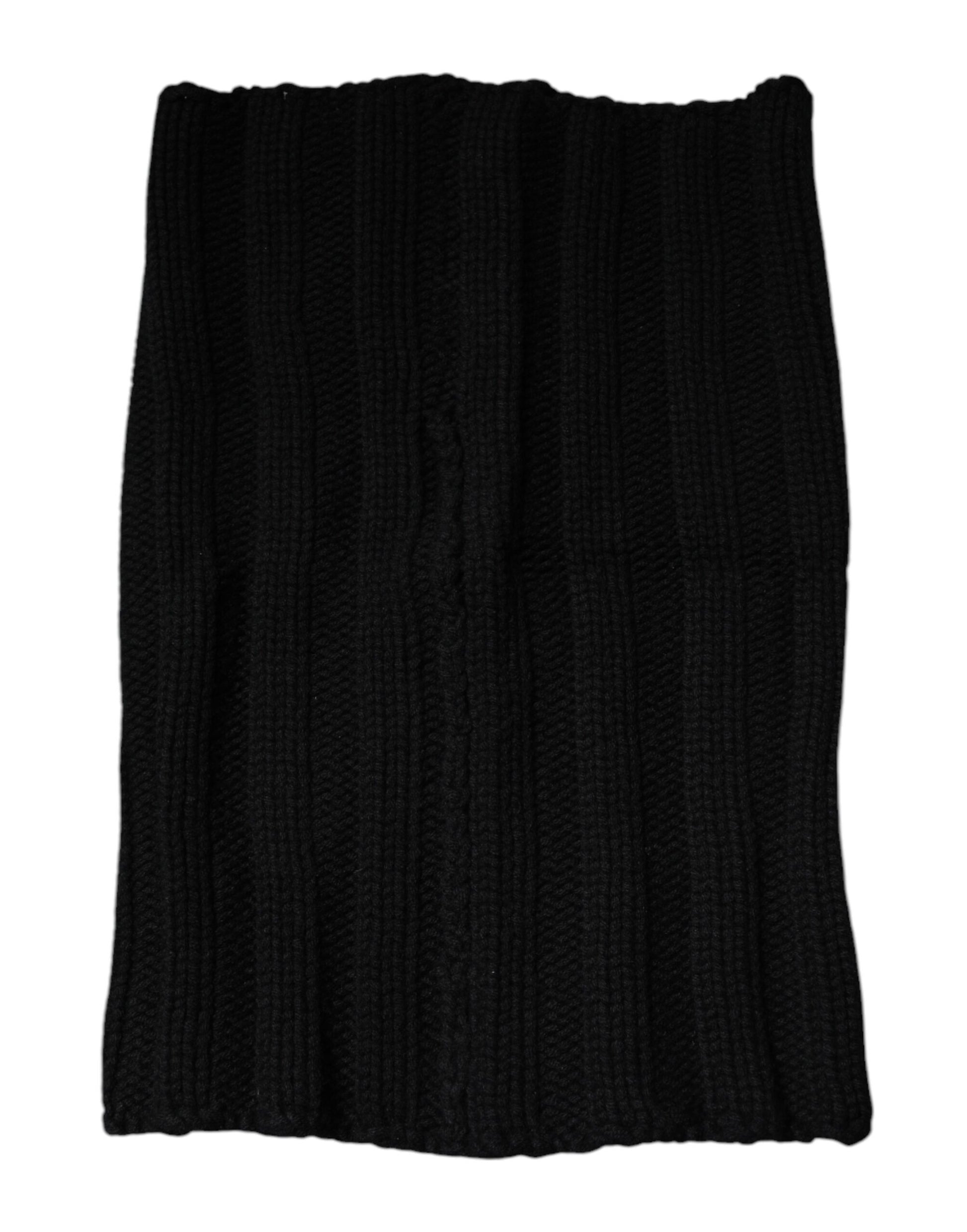 Black Cashmere Knitted Neck Warmer Foulard Scarf