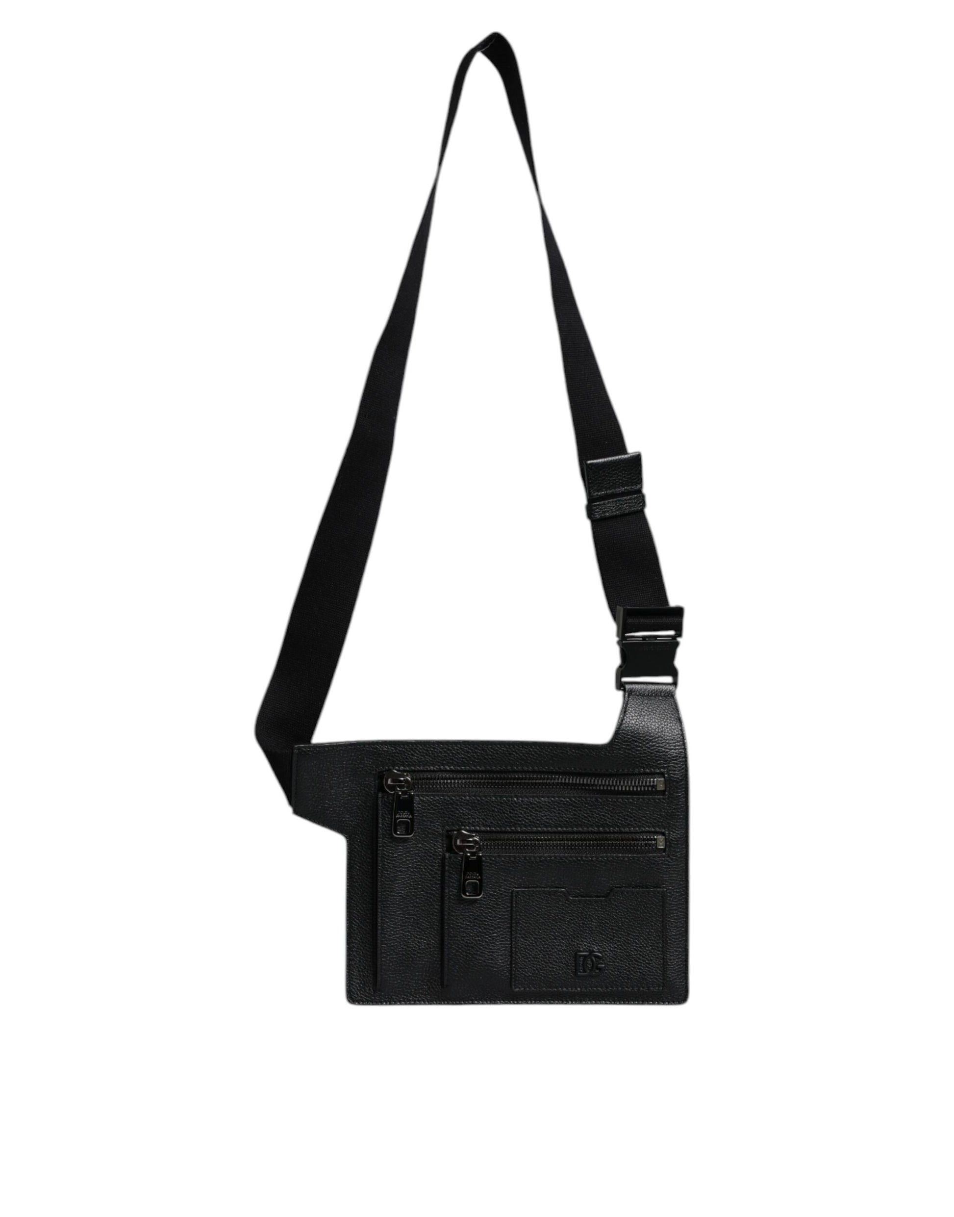 Messenger Crossbody de piel de becerro negra