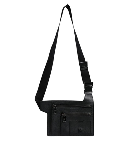Messenger Crossbody de piel de becerro negra