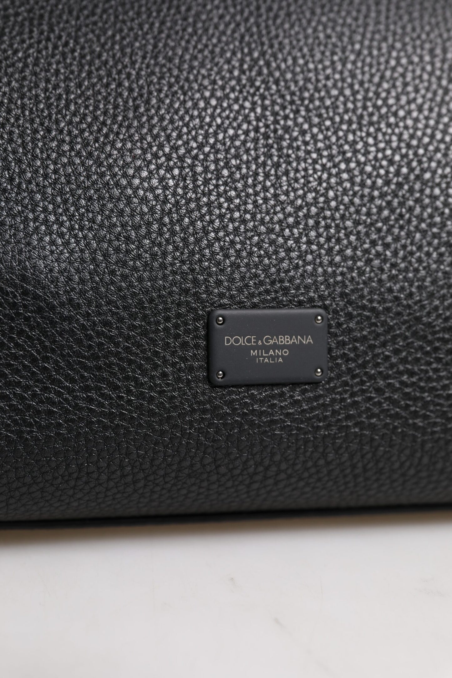 Black Leather Logo Plaque Shoulder Crossbody Bag