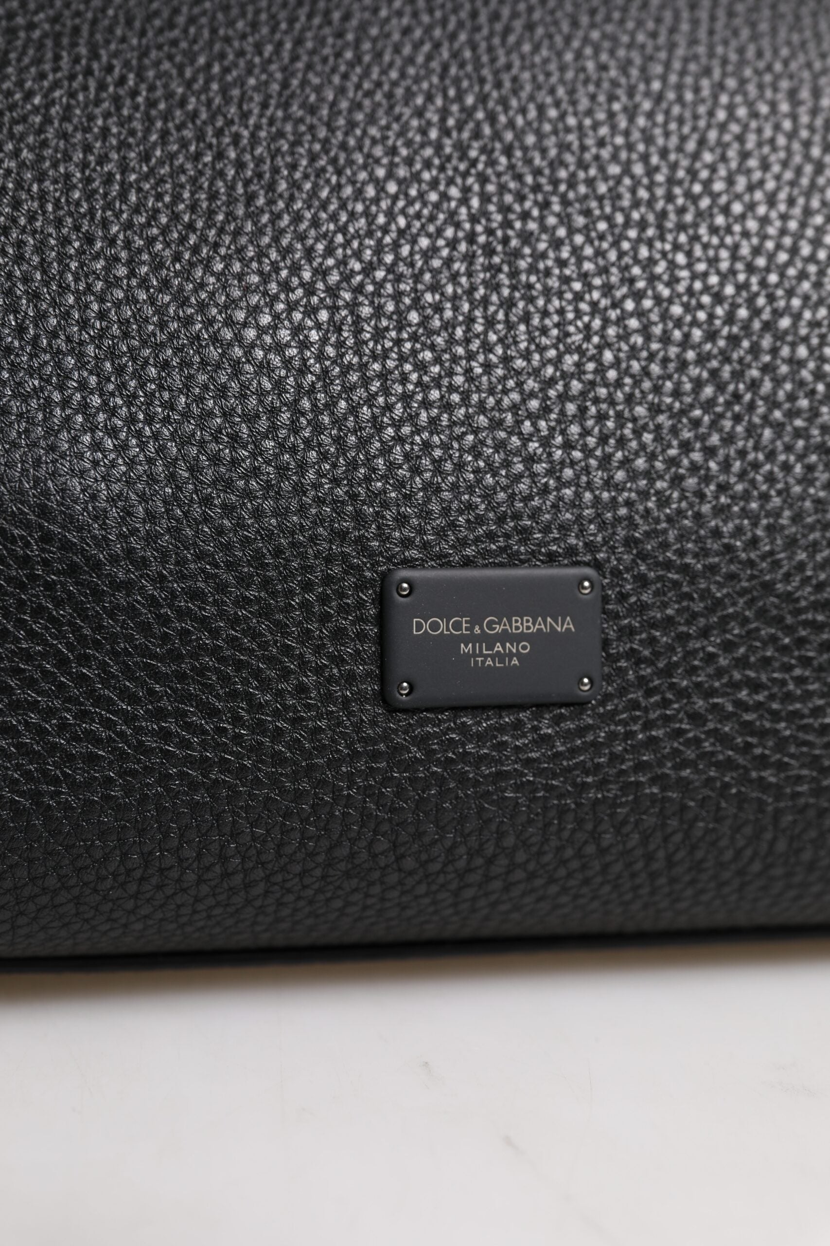 Black Leather Logo Plaque Shoulder Crossbody Bag