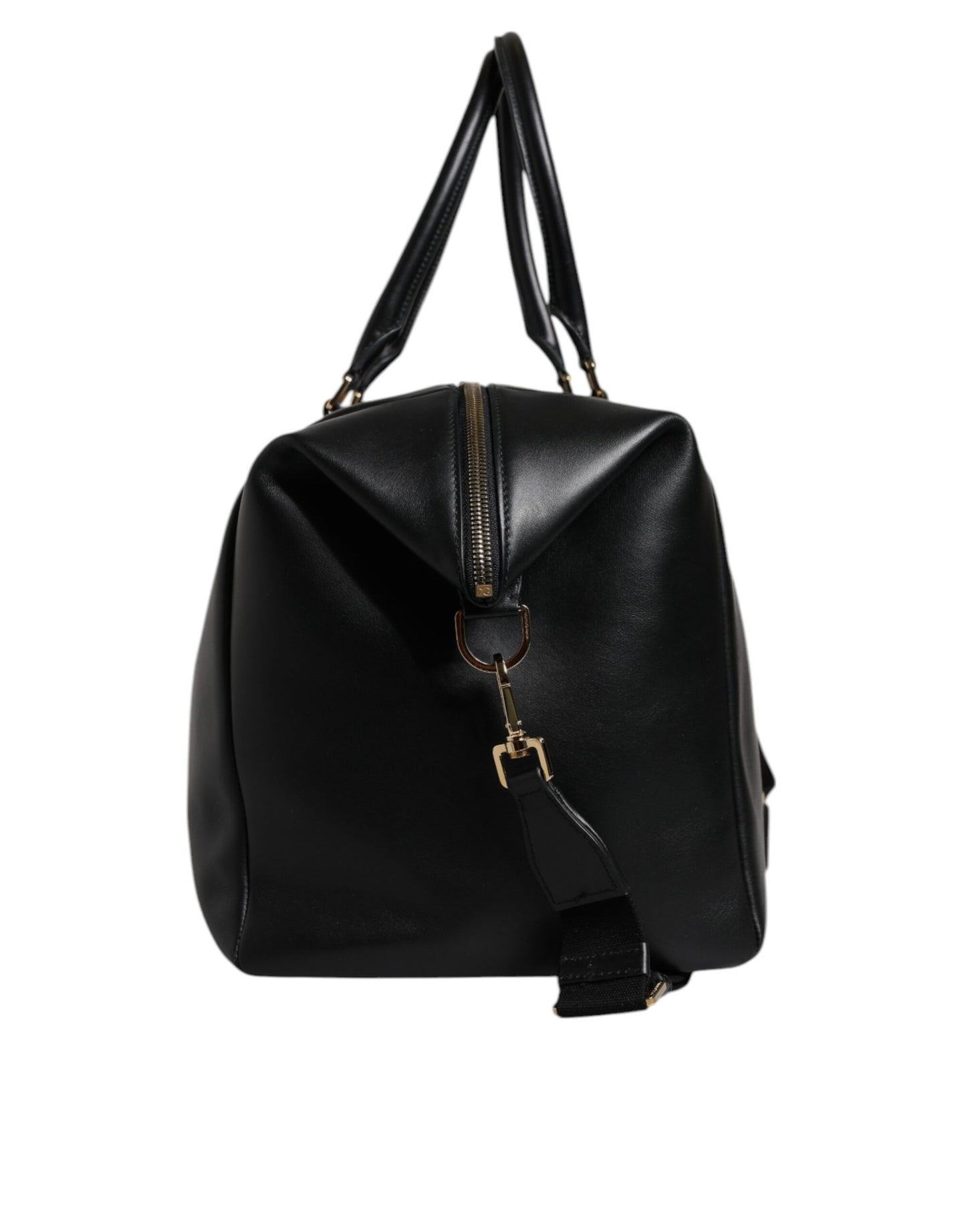 Black Calfskin Leather Hand Shoulder Duffle Bag