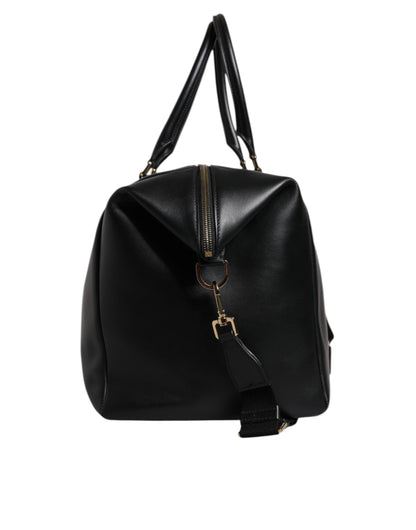 Black Calfskin Leather Hand Shoulder Duffle Bag