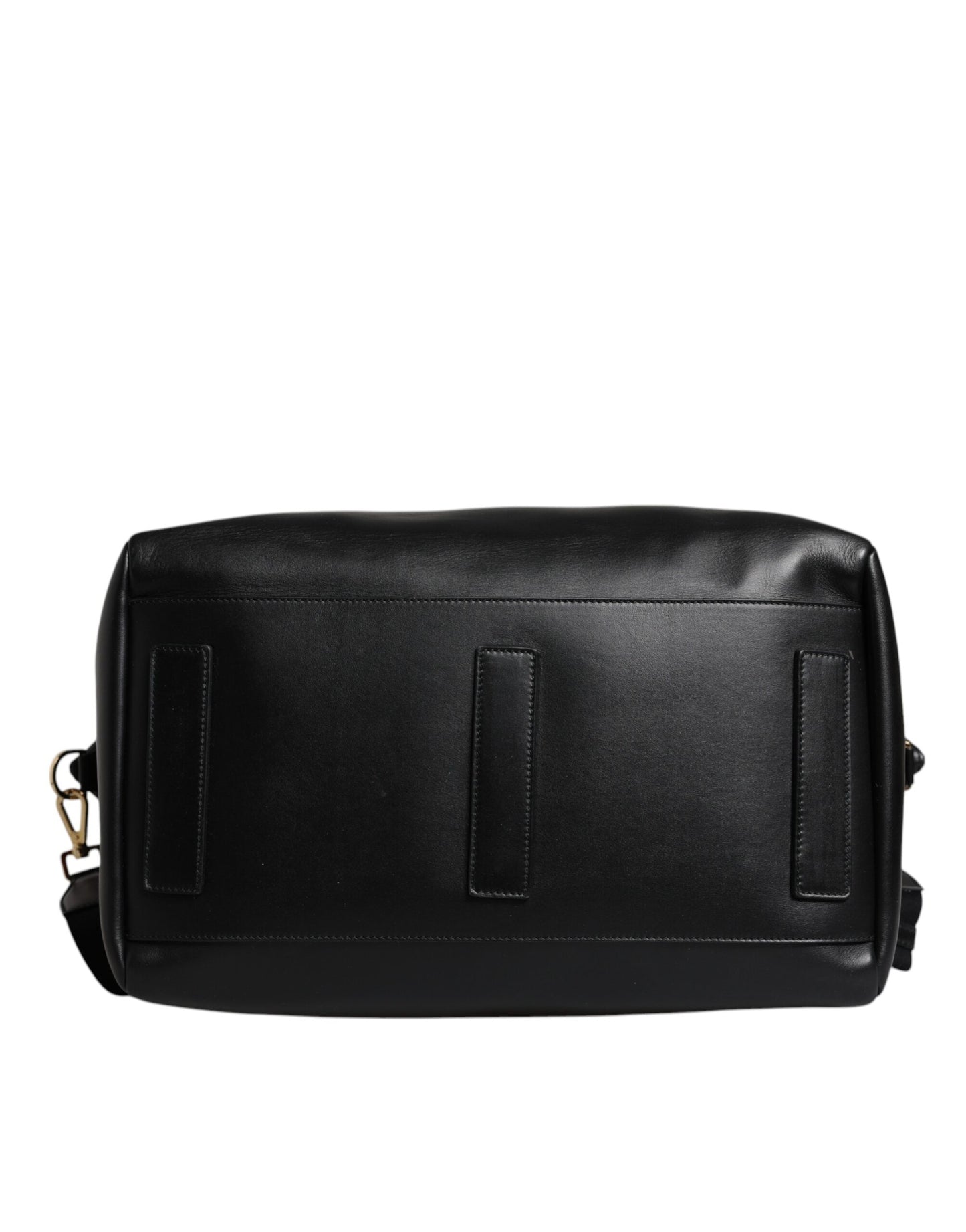 Black Calfskin Leather Hand Shoulder Duffle Bag