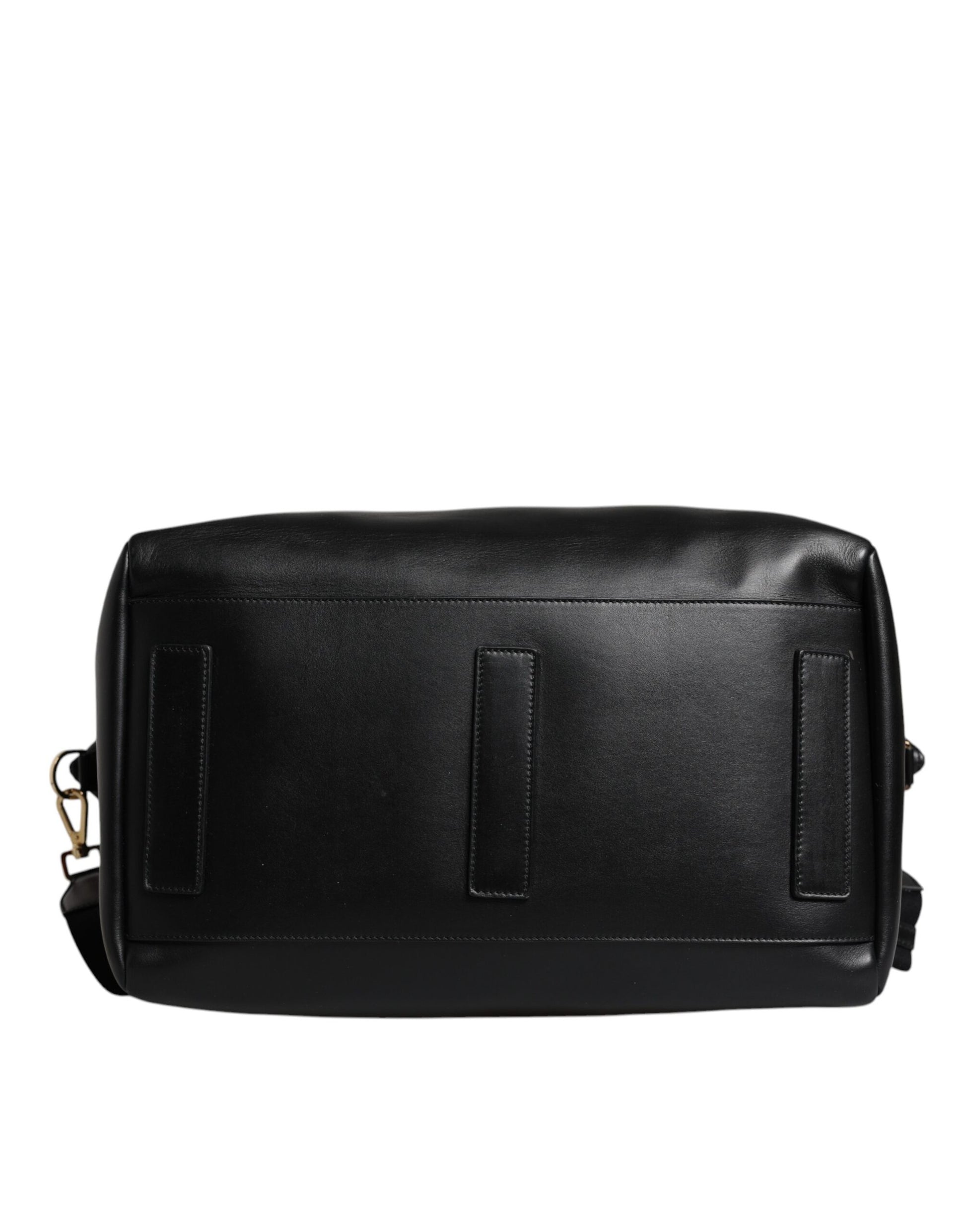 Black Calfskin Leather Hand Shoulder Duffle Bag