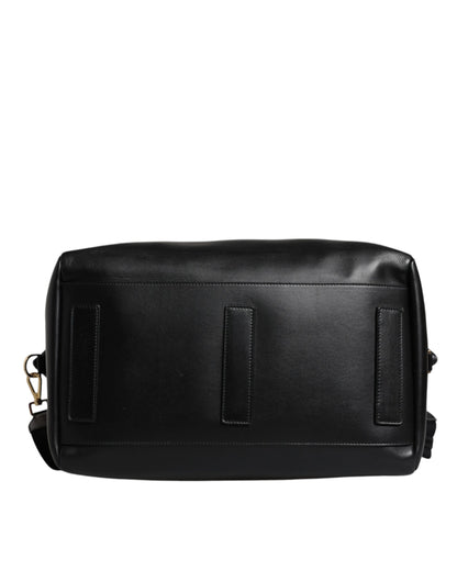 Black Calfskin Leather Hand Shoulder Duffle Bag