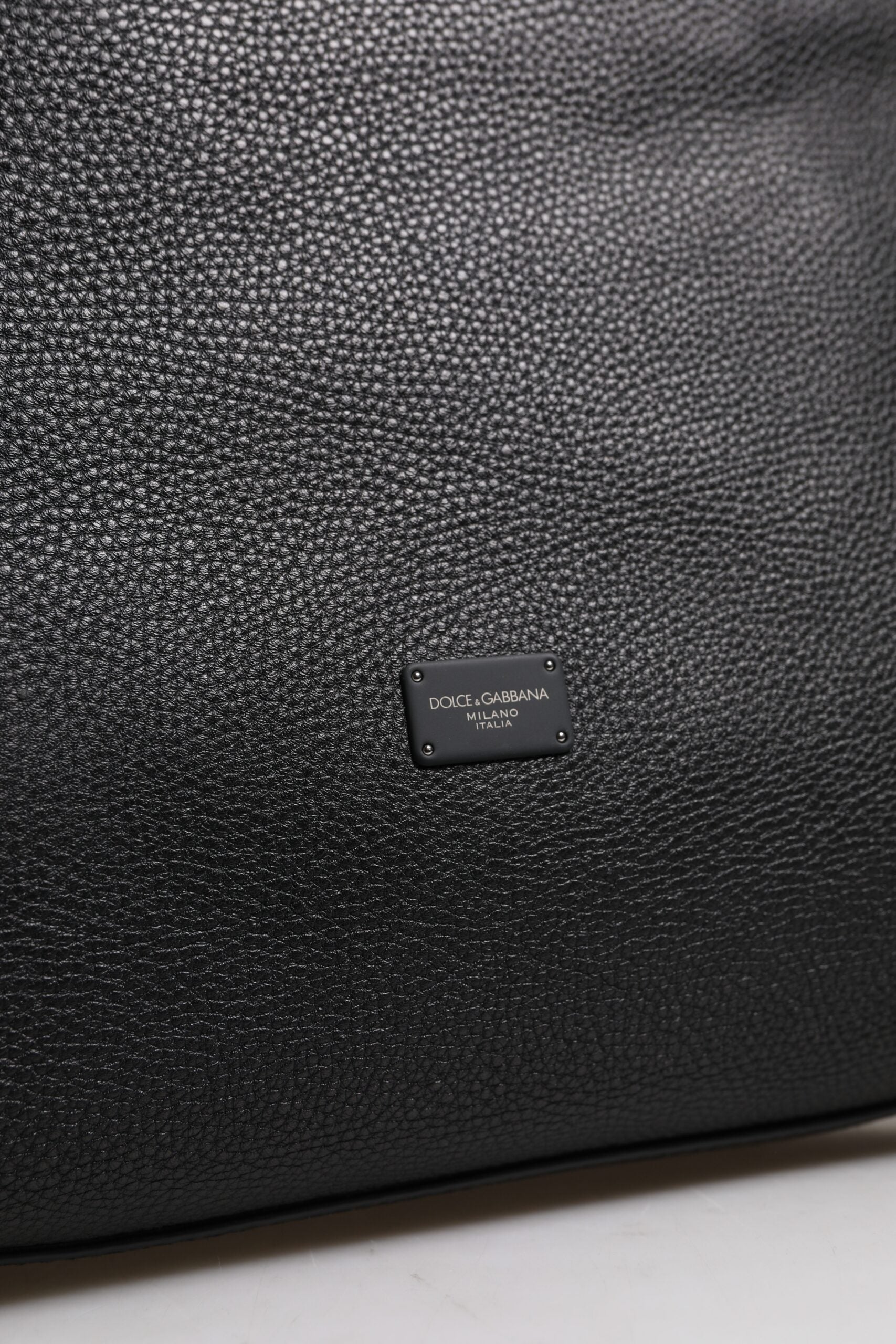 Black Calfskin Leather Hand Shoulder Duffle Bag
