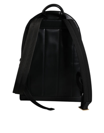Black DG Leather Logo Print Travel Back Pack Bag