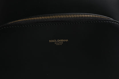 Black DG Leather Logo Print Travel Back Pack Bag
