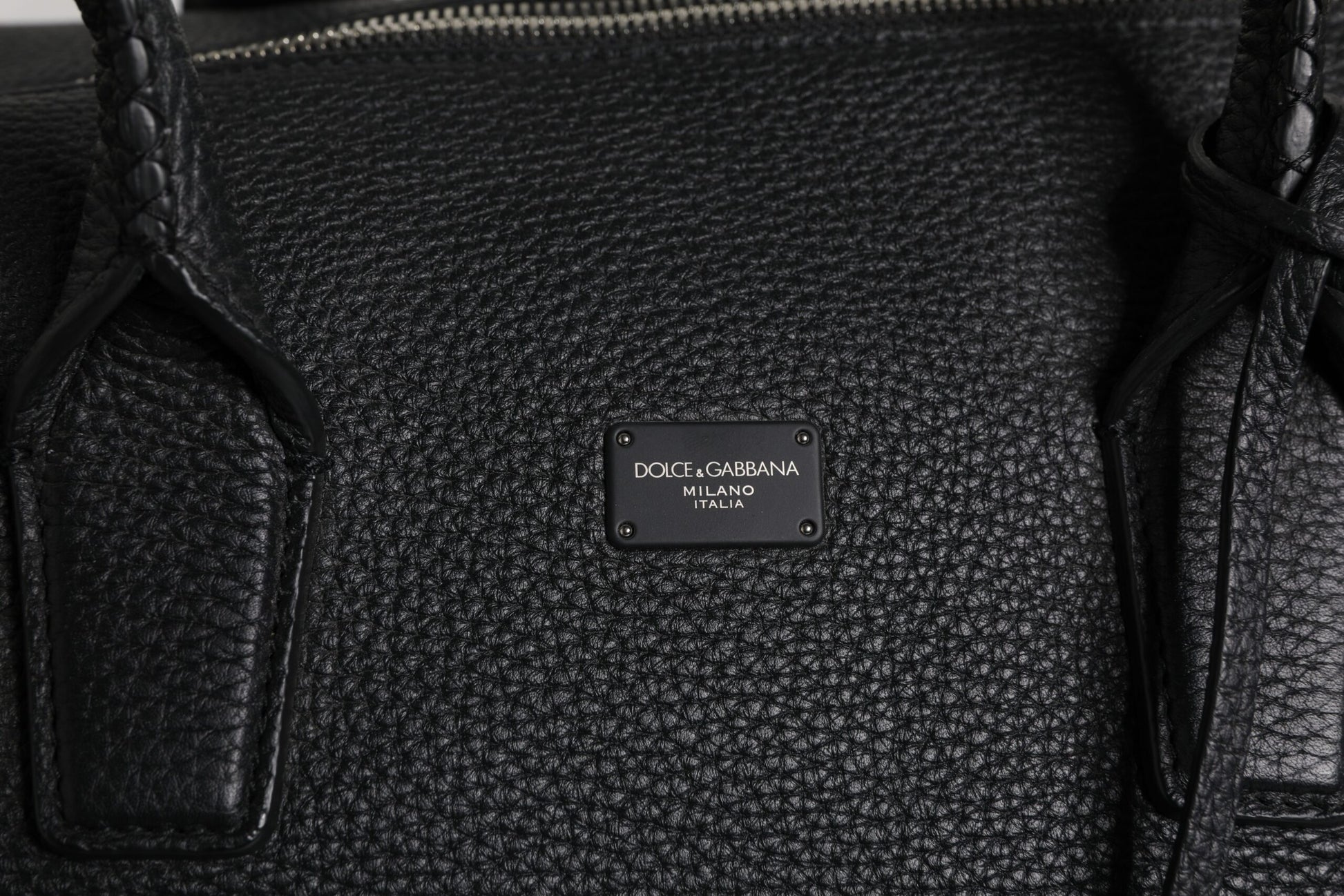 Black Calfskin Leather Hand Shoulder Duffle Bag