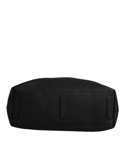 Black Calfskin Leather Hand Shoulder Duffle Bag