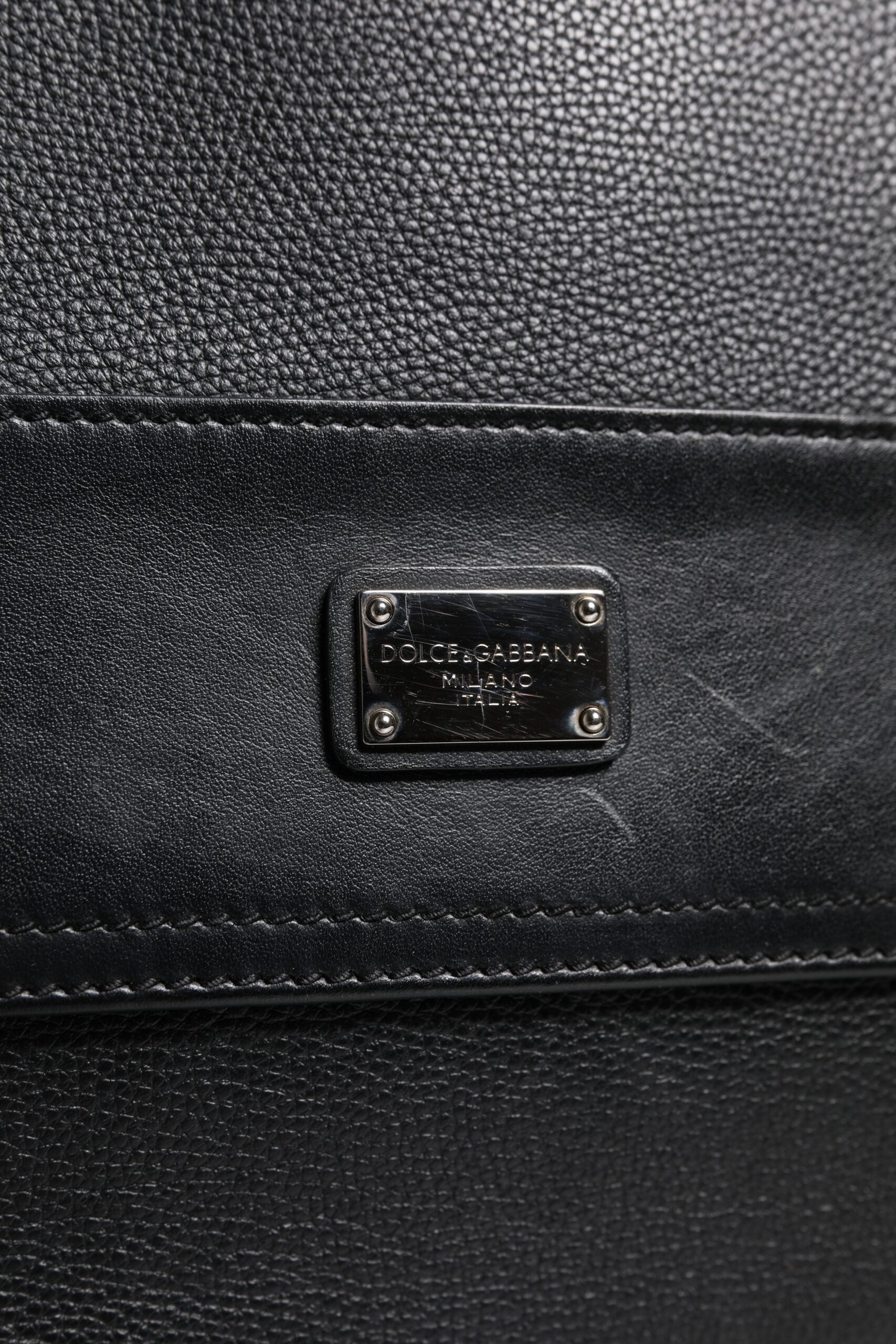 Black Logo Plaque Leather Messenger Shoulder Strap Bag