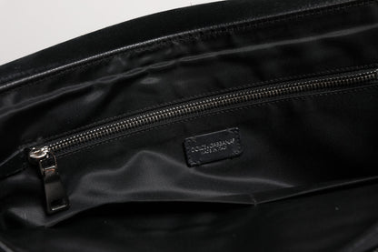 Black Logo Plaque Leather Messenger Shoulder Strap Bag