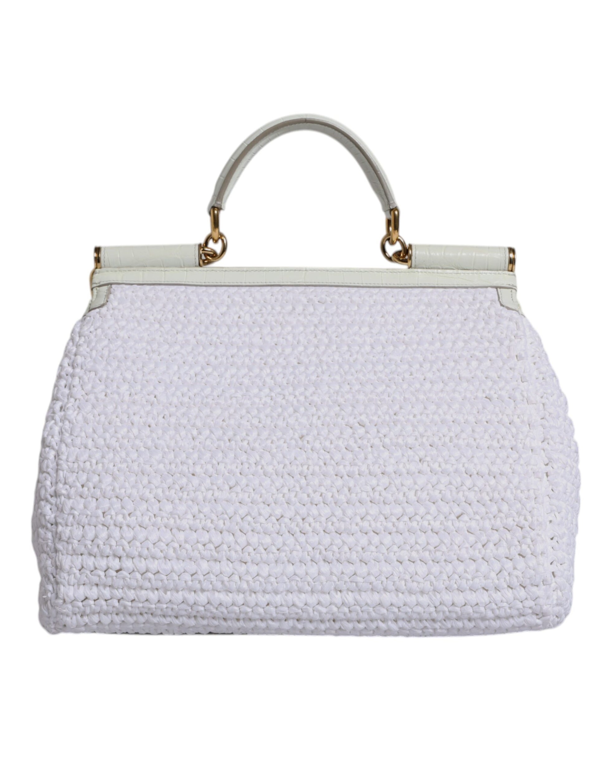 Bolso crossbody Rafia blanco de piel con asa superior