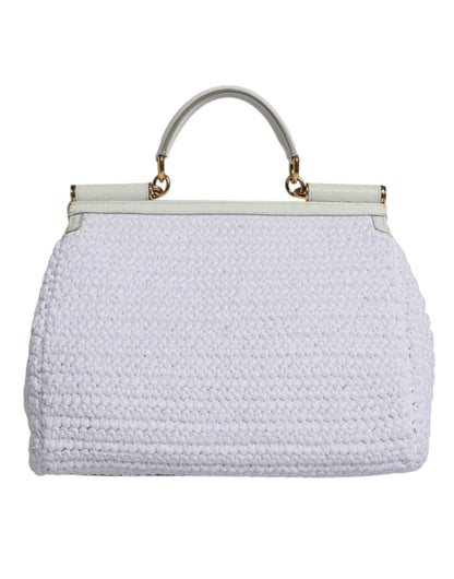 Bolso crossbody Rafia blanco de piel con asa superior