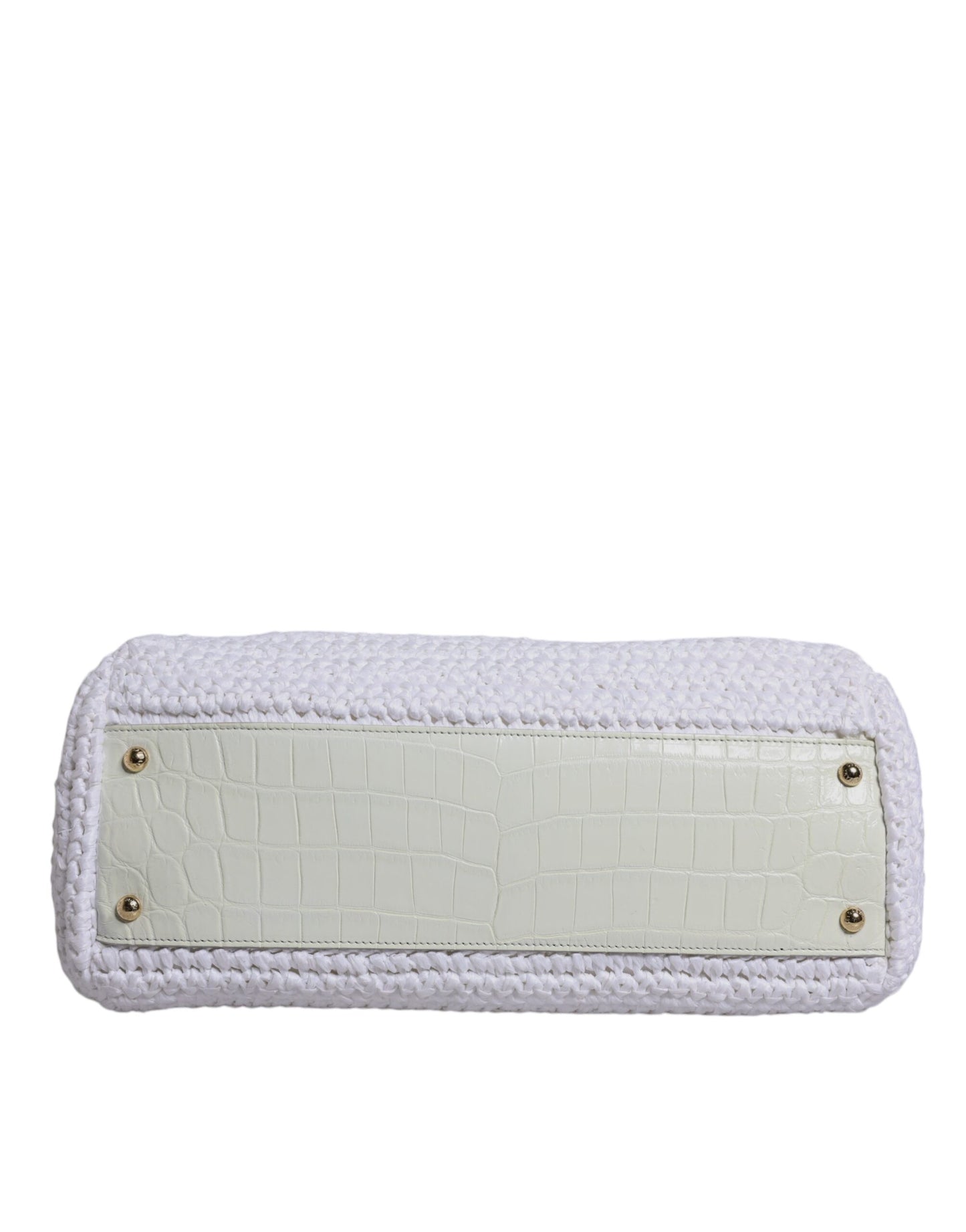 Bolso crossbody Rafia blanco de piel con asa superior
