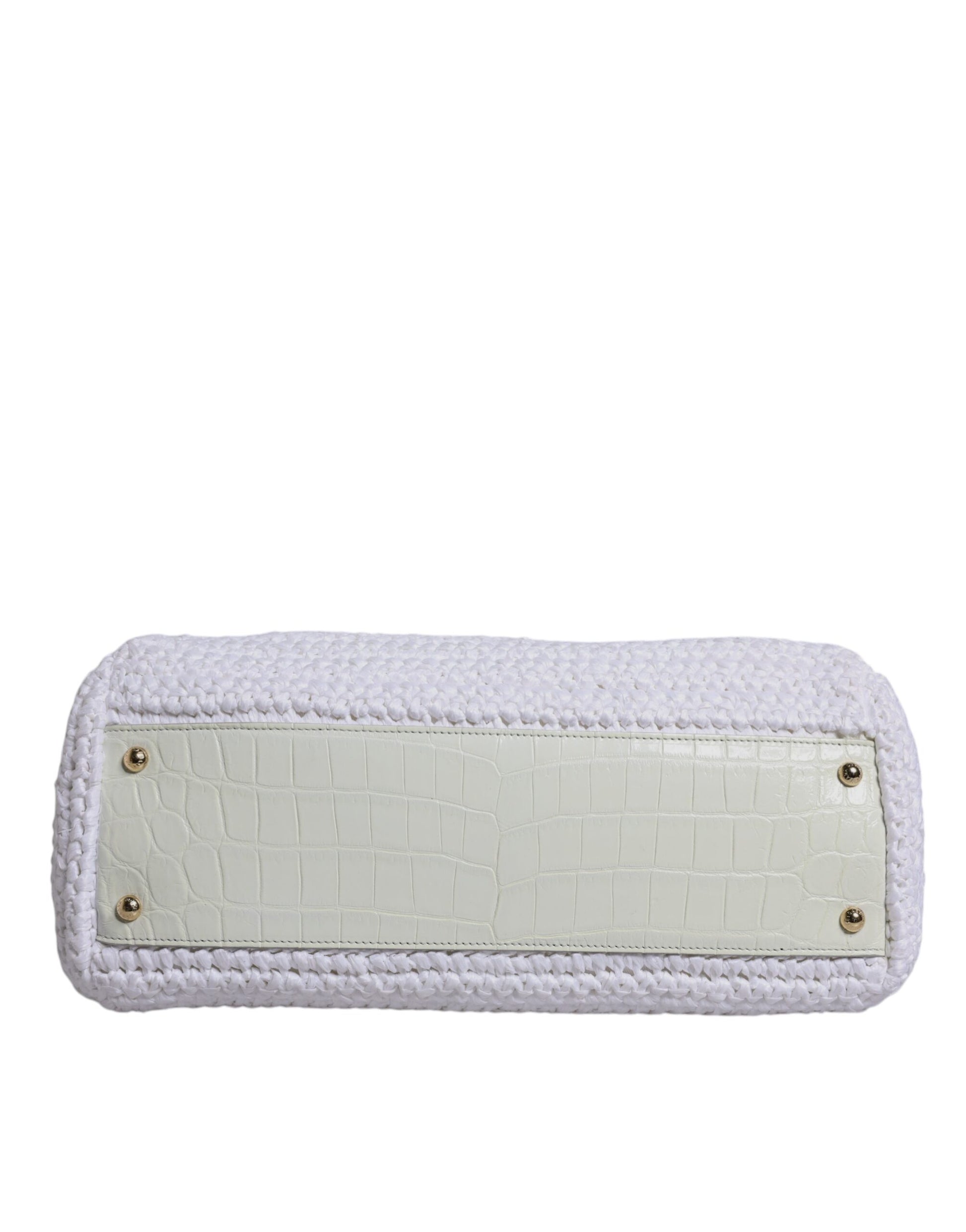 Bolso crossbody Rafia blanco de piel con asa superior