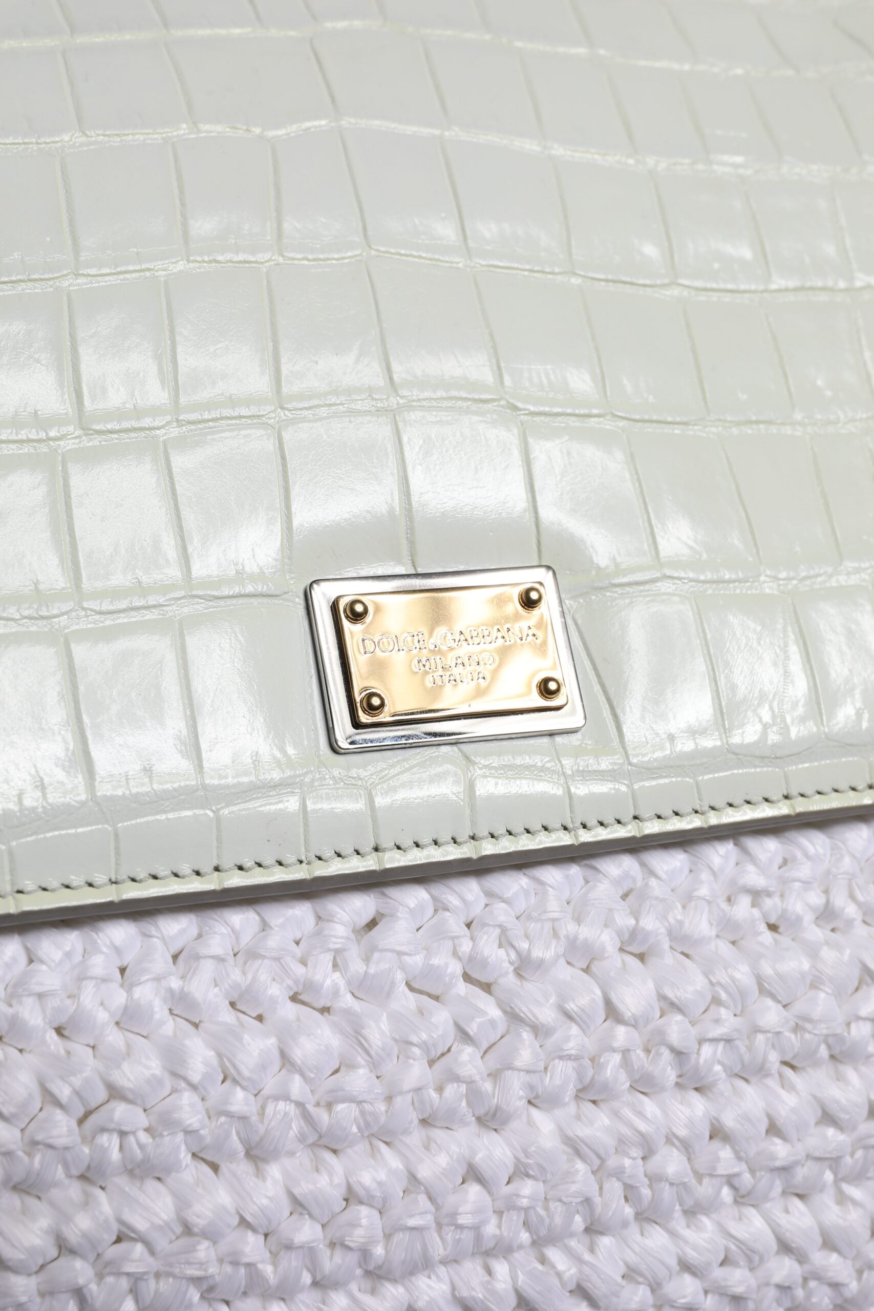 Bolso crossbody Rafia blanco de piel con asa superior