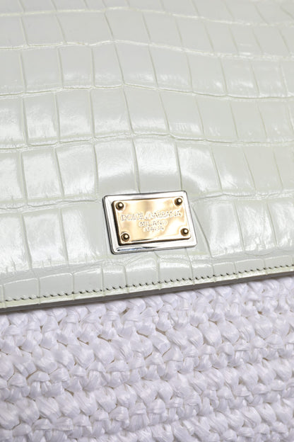 Bolso crossbody Rafia blanco de piel con asa superior