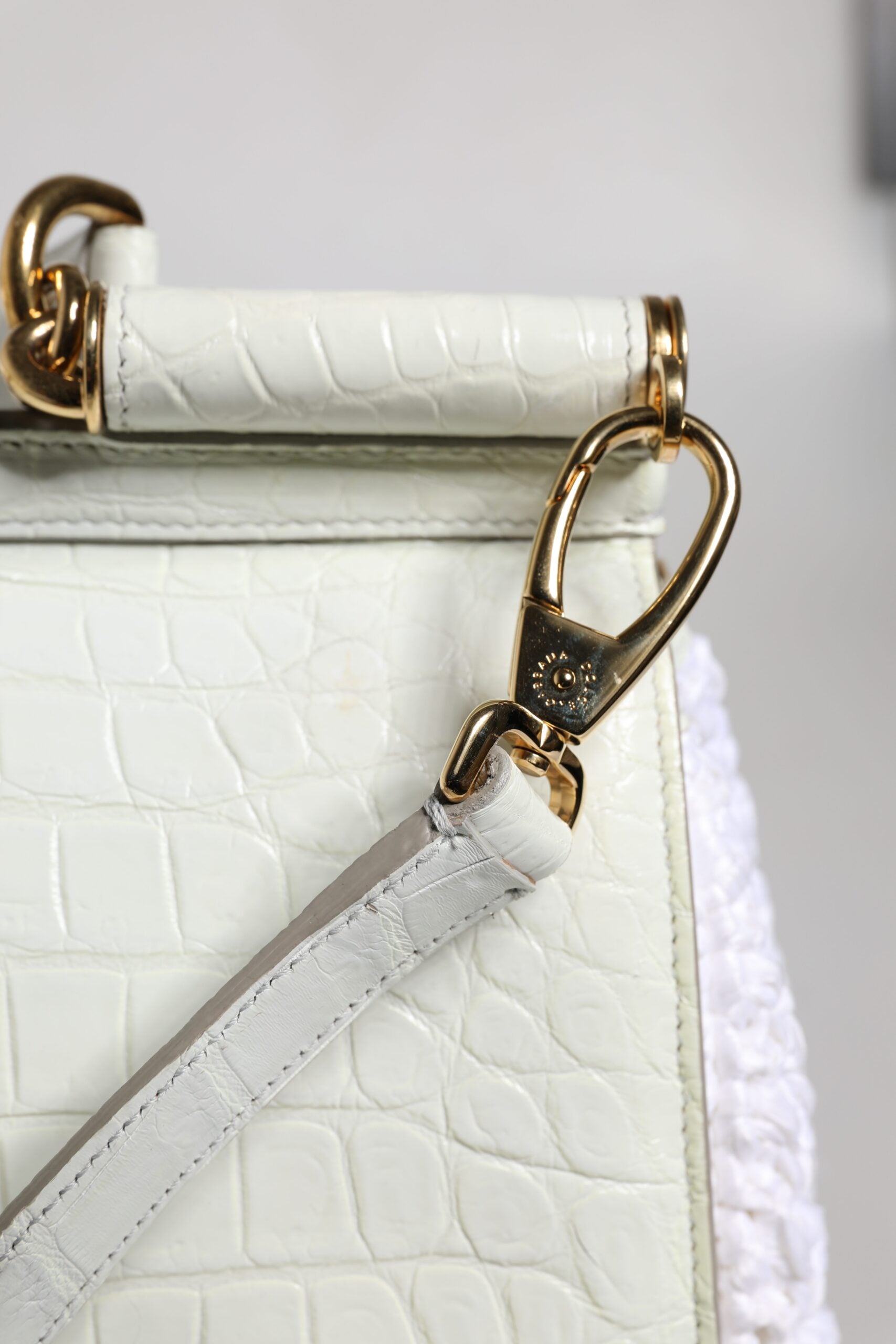 Bolso crossbody Rafia blanco de piel con asa superior
