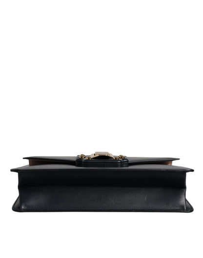 Black Calfskin Leather Shoulder Strap Bag