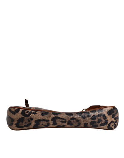 Brown Leopard Leather Shoulder Chain Strap Bag