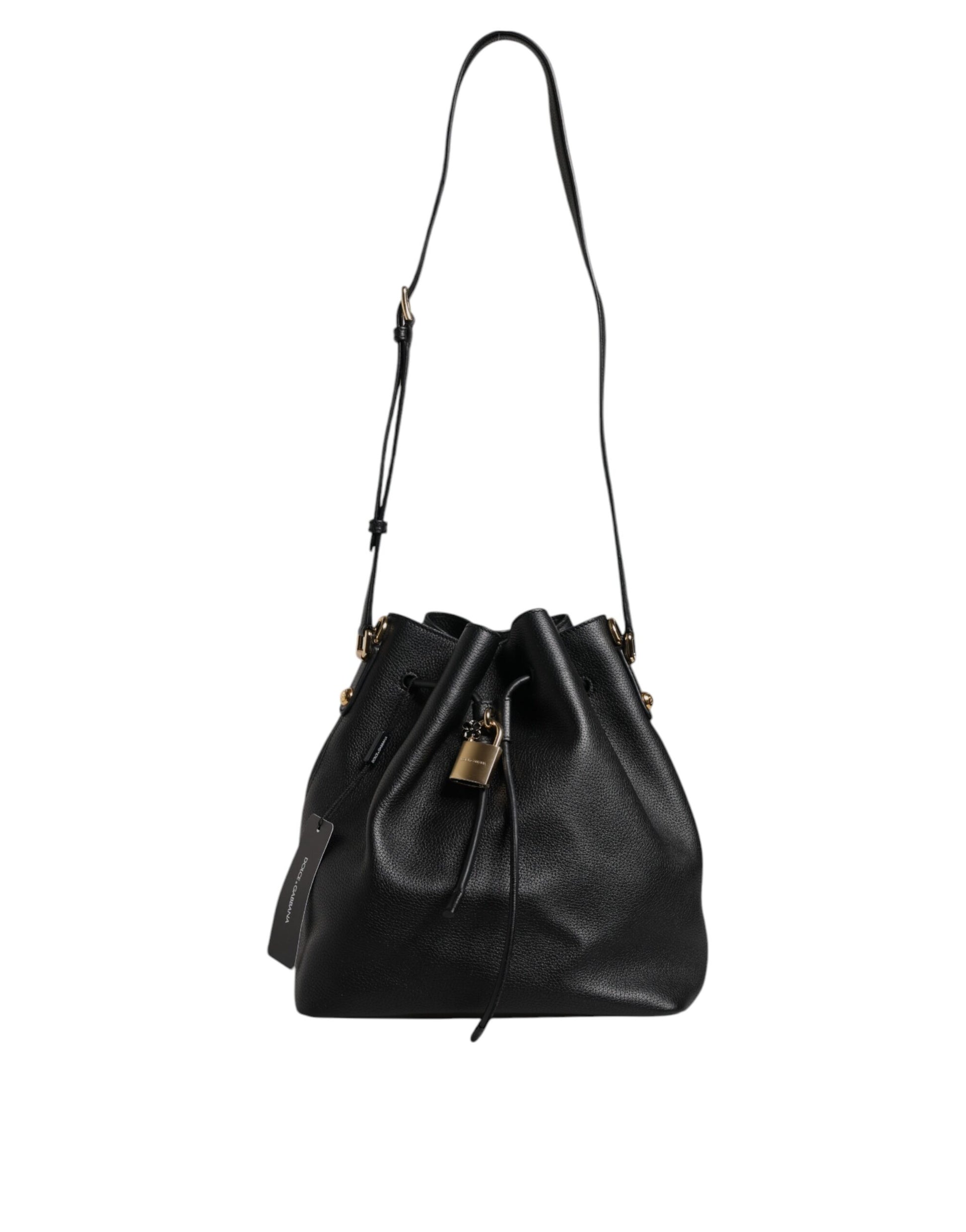 Black Calfskin Leather DOLCE Shoulder Bucket Bag