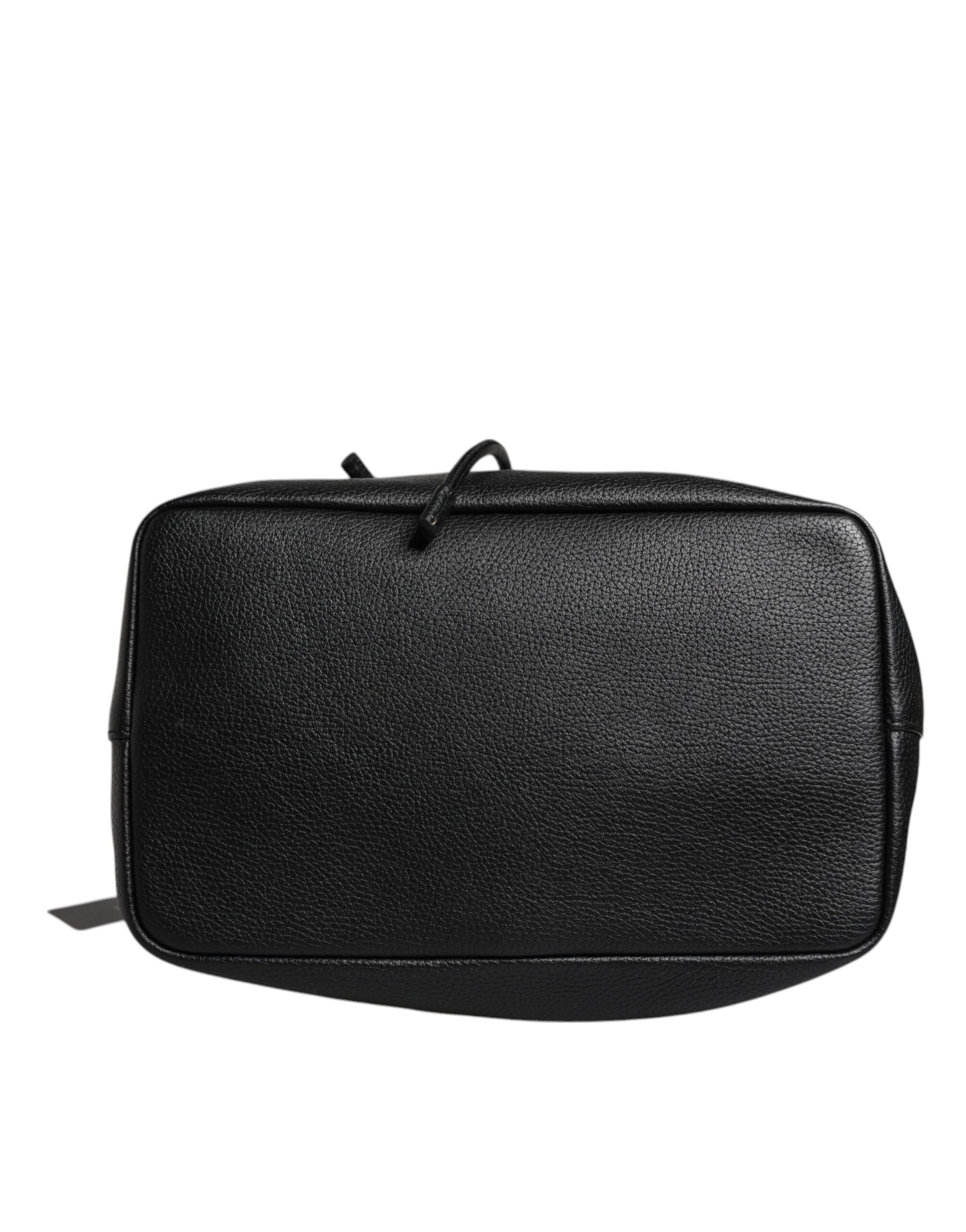 Black Calfskin Leather DOLCE Shoulder Bucket Bag