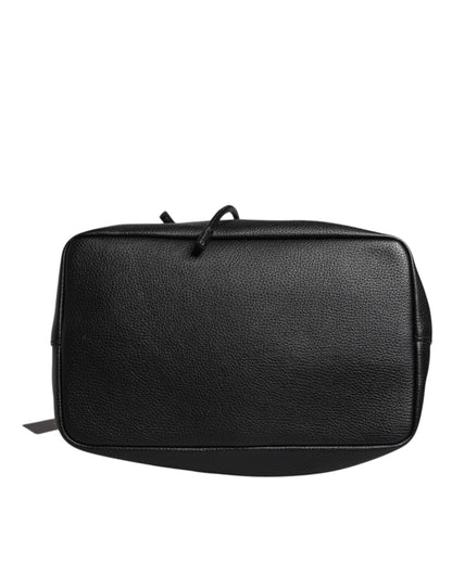 Black Calfskin Leather DOLCE Shoulder Bucket Bag