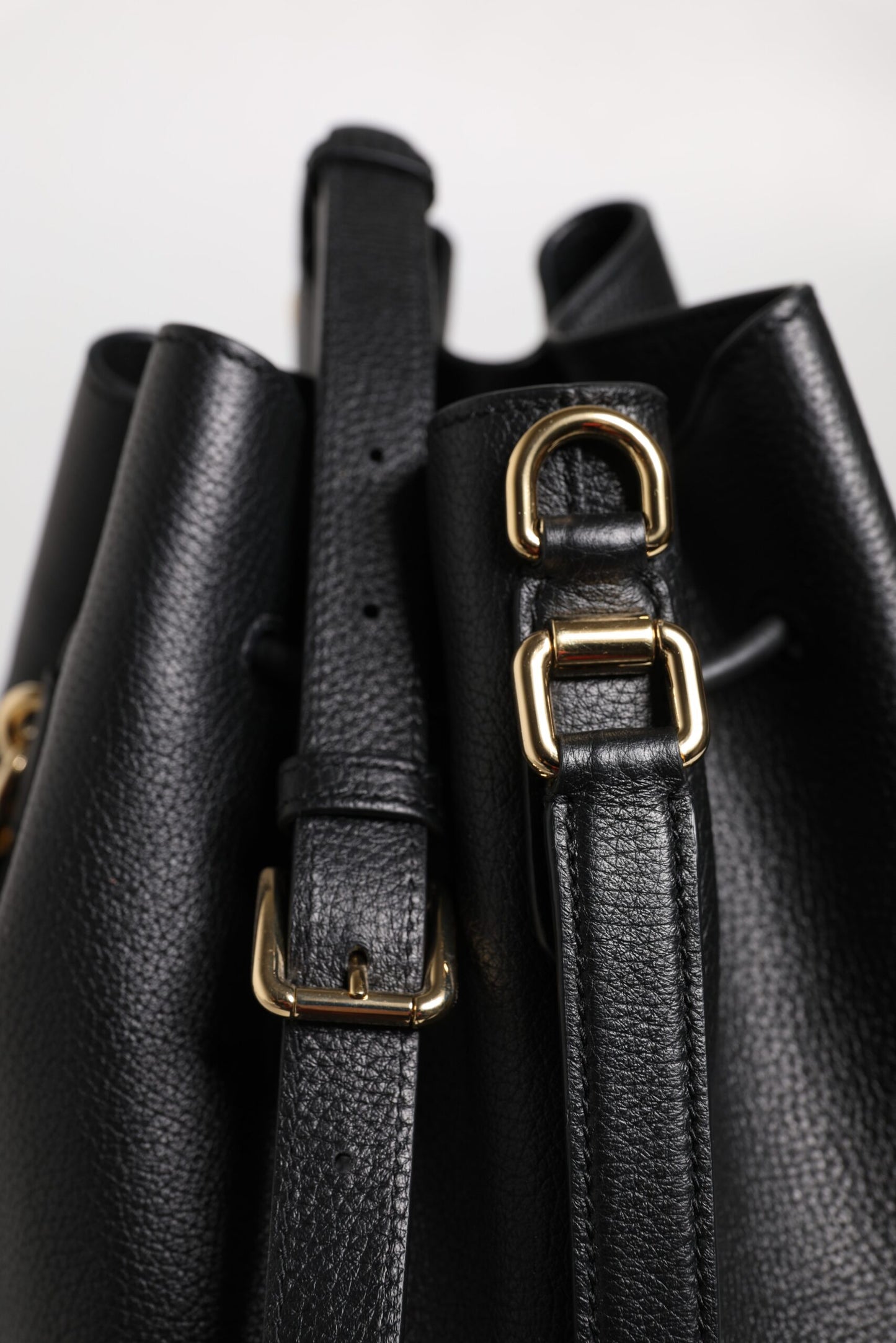 Black Calfskin Leather DOLCE Shoulder Bucket Bag